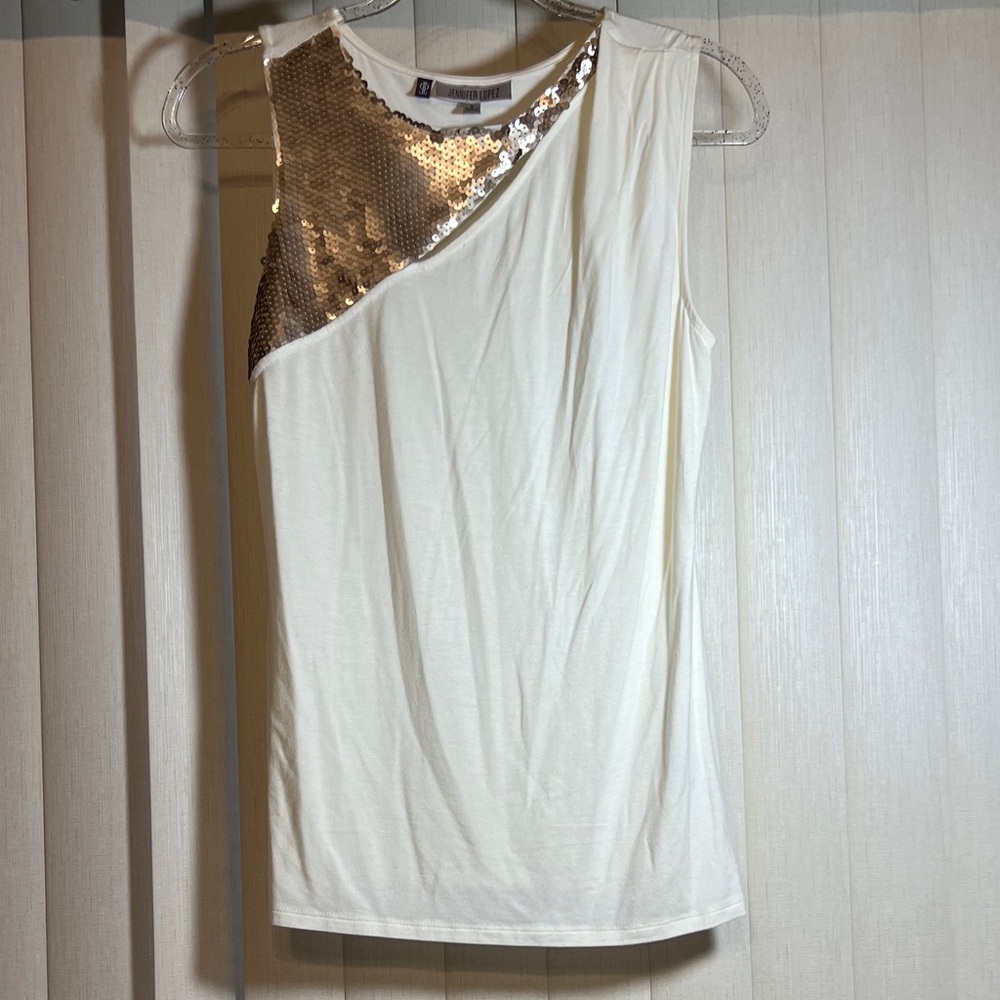 Jennifer Lopez Asymmetrical blouse in Cream and Gold